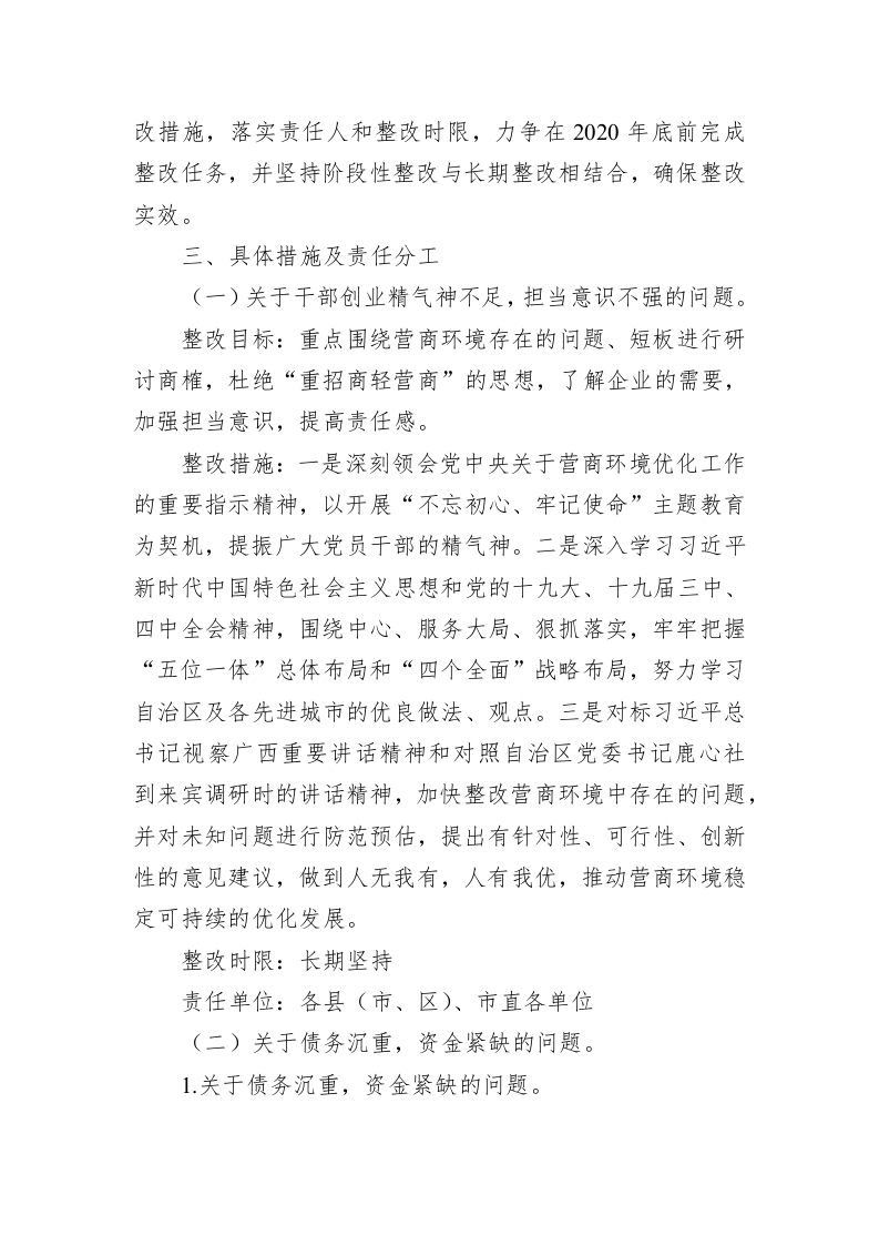 优化营商环境助推来宾高质量发展调研报告反馈问题整改方案 第2页