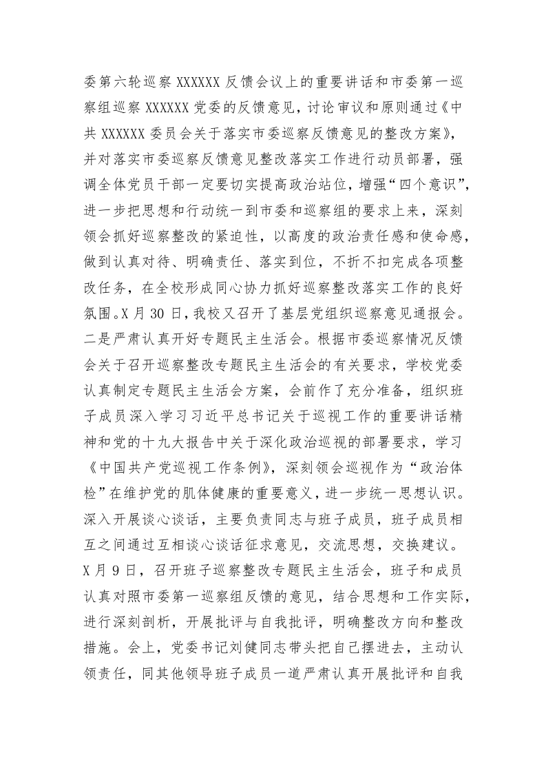 高校关于市委巡察组反馈意见整改落实情况的报告 第2页