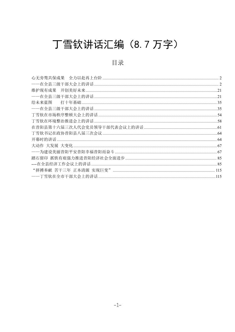 丁雪钦讲话汇编（8.7万字） 第1页