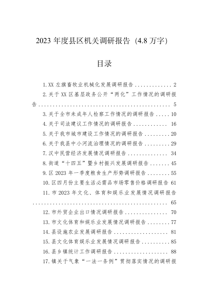 2023年度县区机关调研报告（4.8万字） 第1页