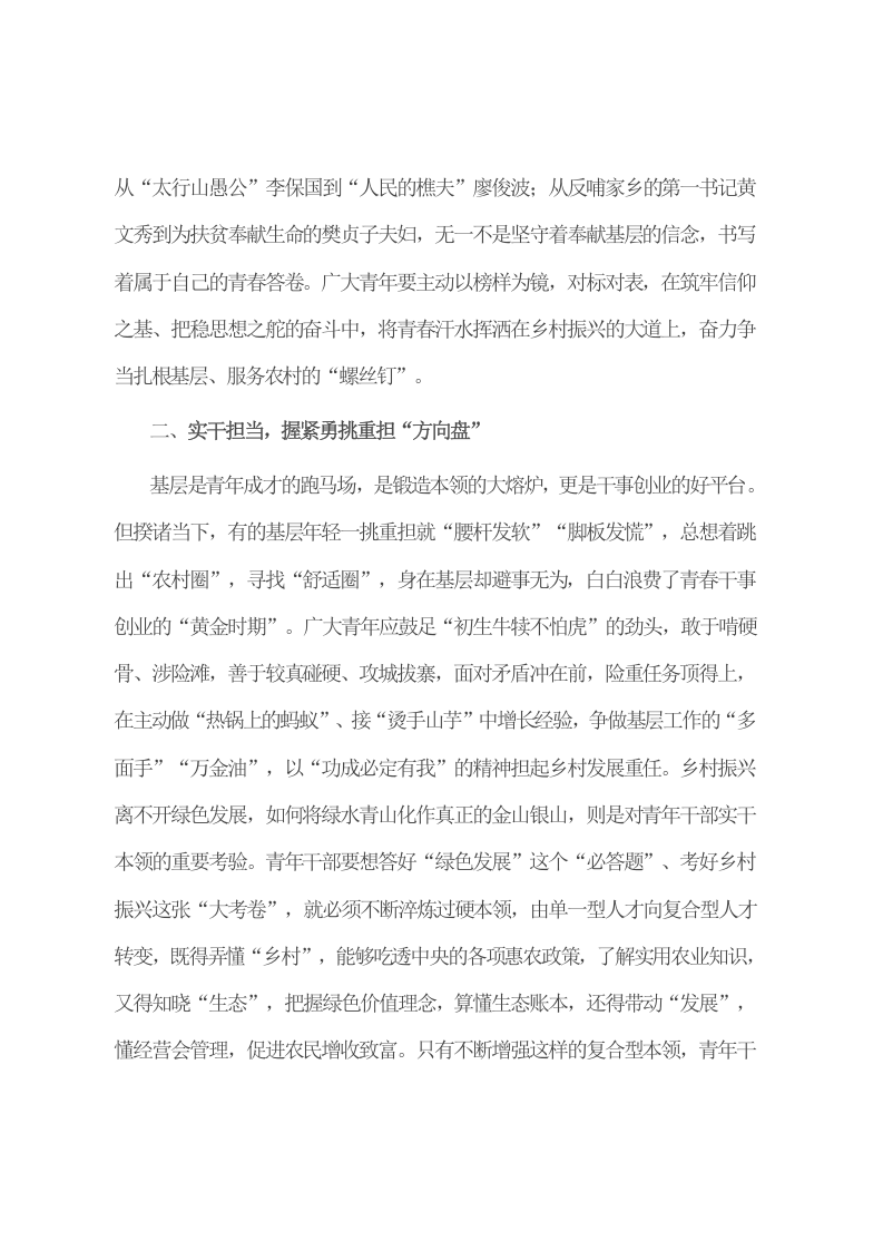 交流研讨发言：践行回信精神 助力乡村振兴 用青春书写新时代华彩篇章 第2页