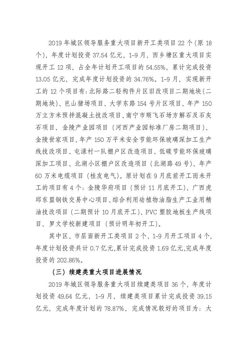 2019年西乡塘区重大项目进展情况汇报 (9月) 第2页