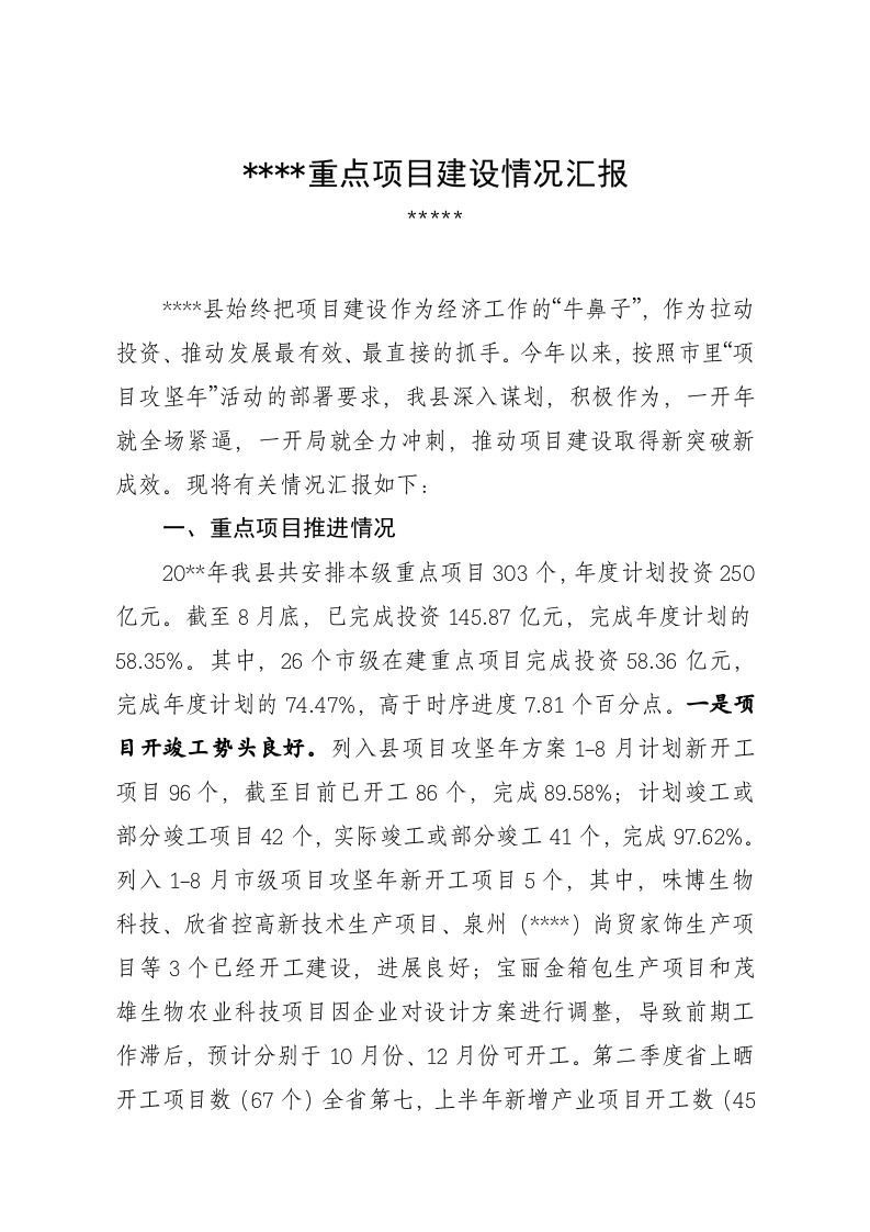 重点项目建设情况汇报 第1页