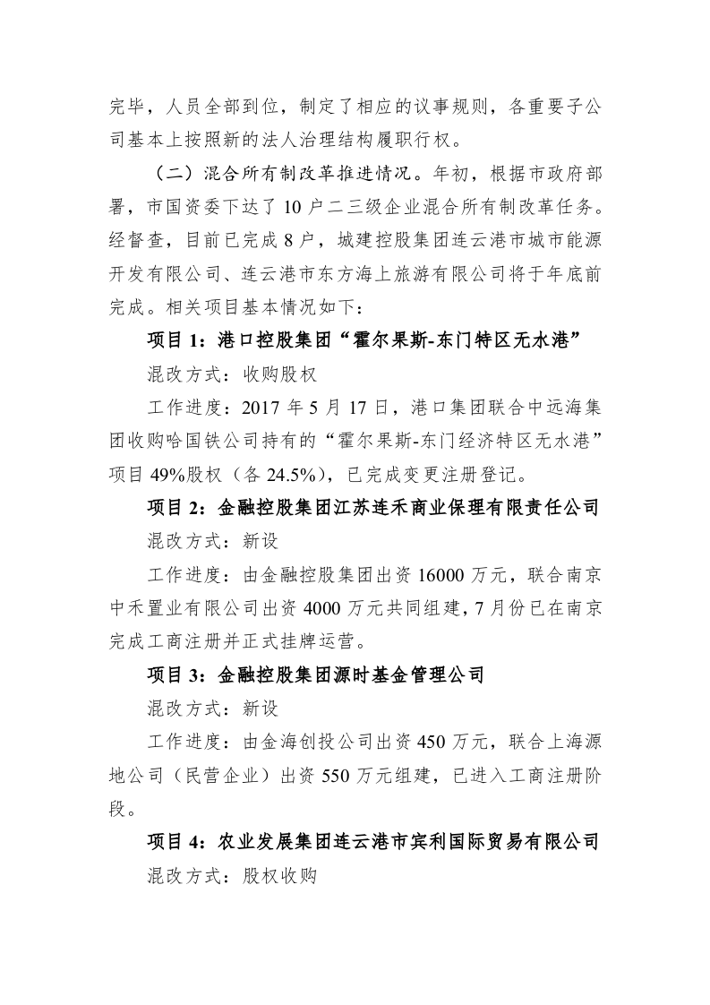 关于市属国有企业三项重点任务落实情况专项督查报告 第2页