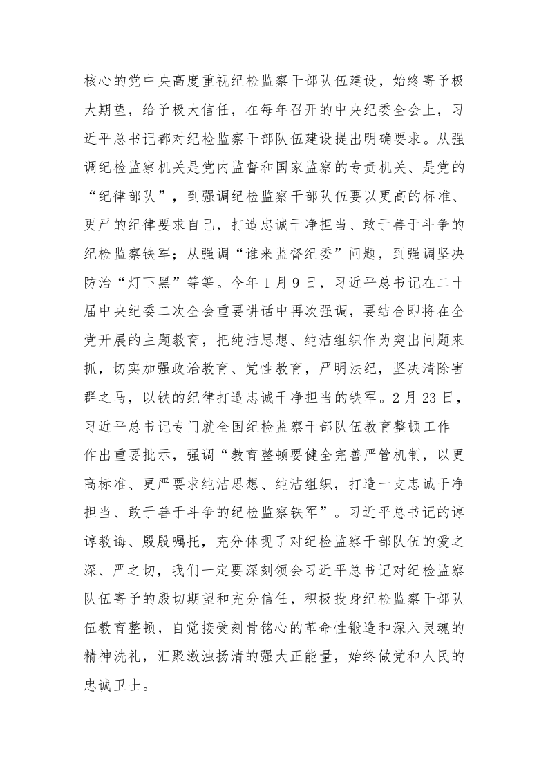2023年纪检监察队伍教育整顿工作的讲话提纲范文 第2页