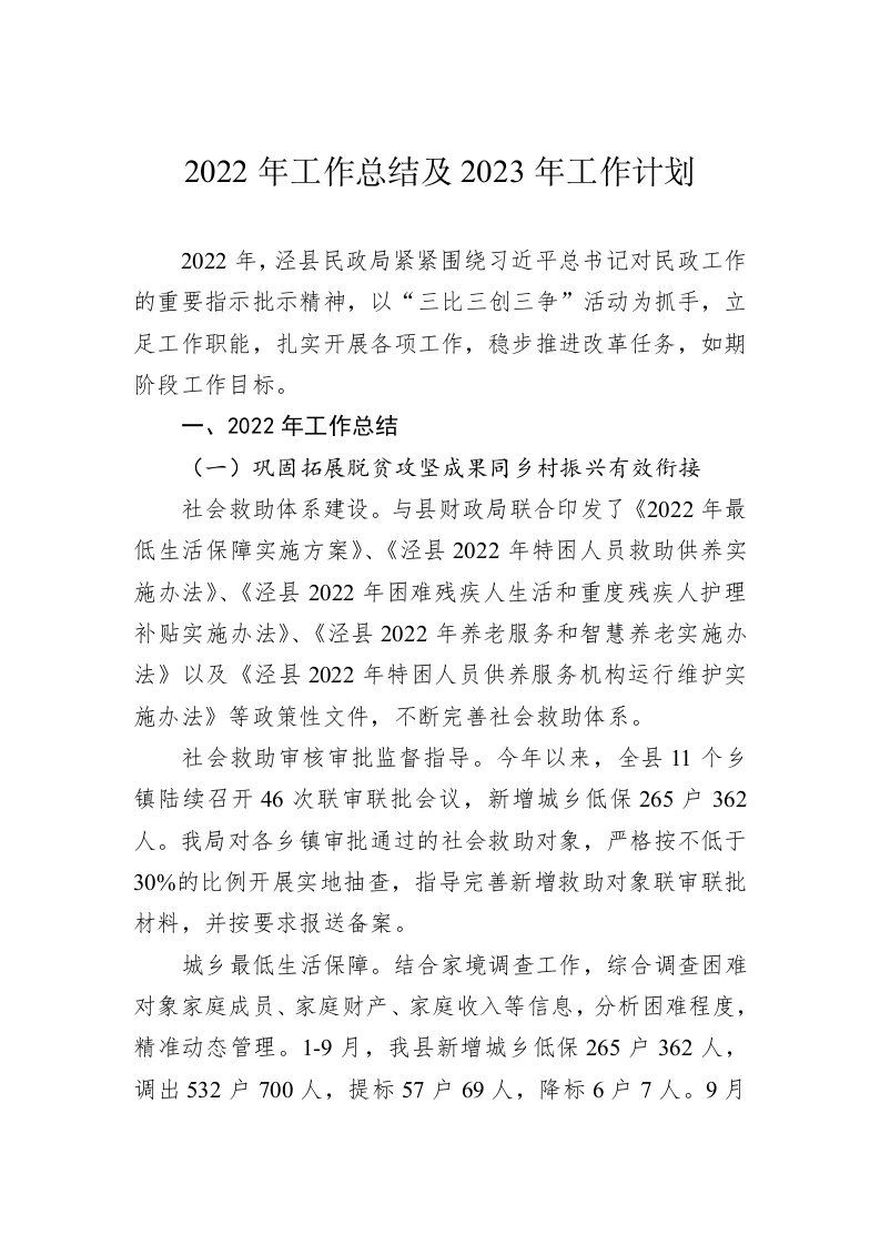 2022年工作总结及2023年工作计划 第1页