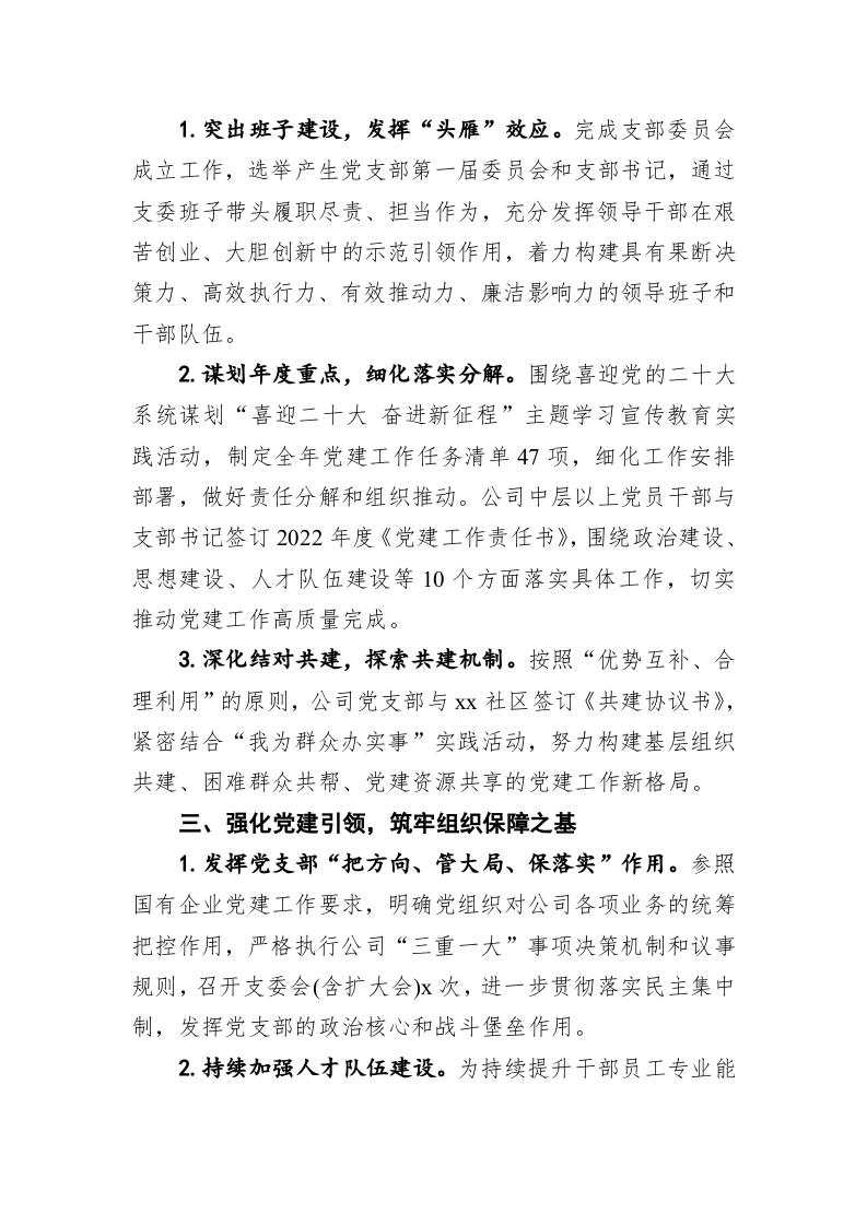 公司党支部2022年上半年党建工作总结 第2页
