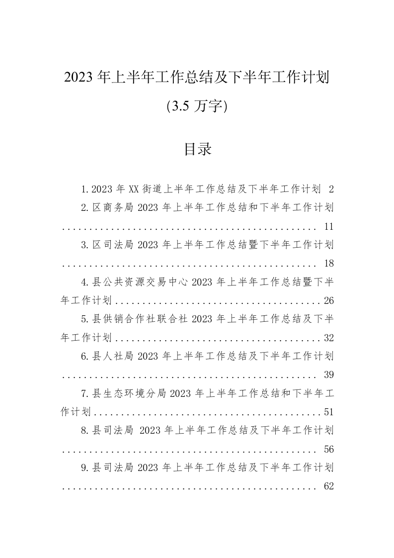 2023年上半年工作总结及下半年工作计划（3.5万字） 第1页
