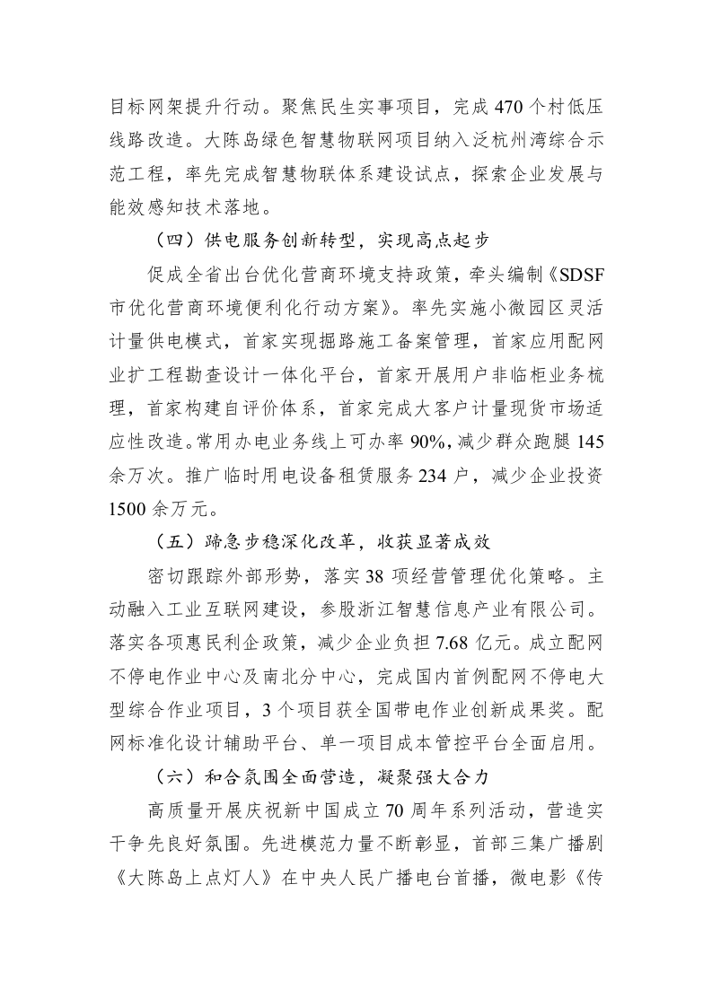 SDSF电业局2019年工作总结和2020年工作计划 第2页