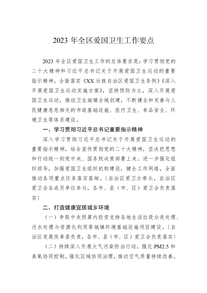 2023年全区爱国卫生工作要点 第1页