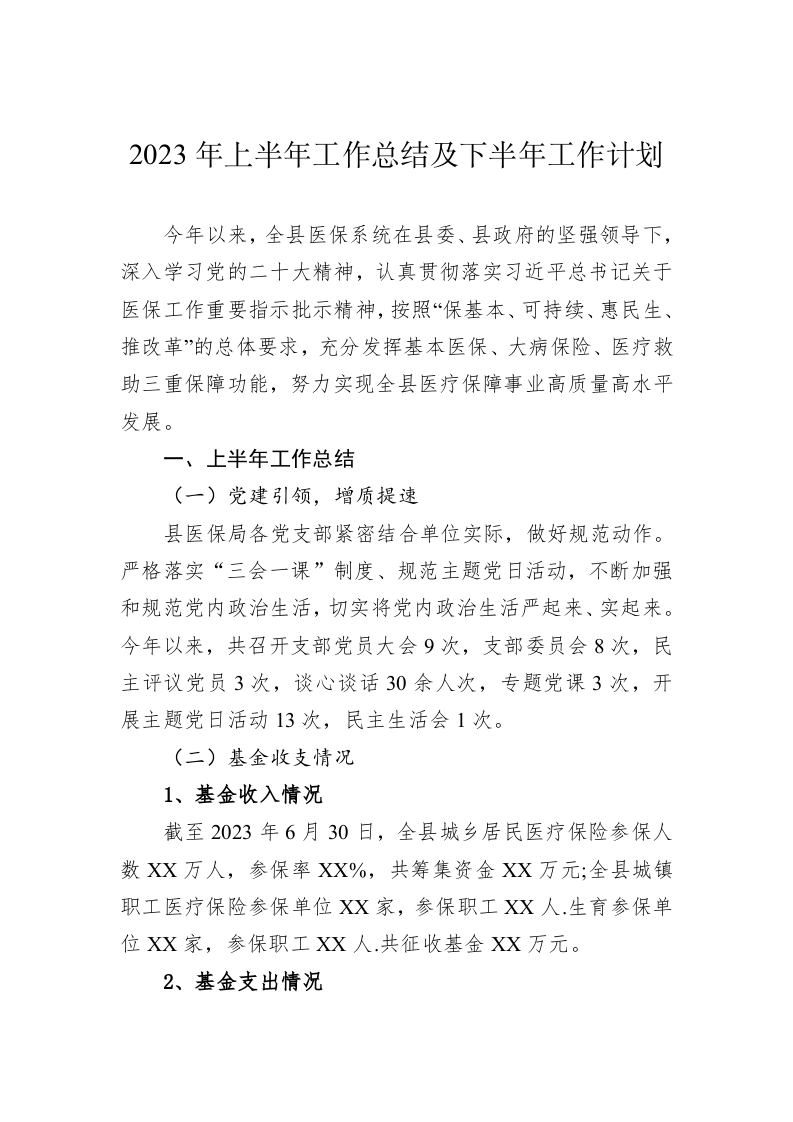 2023年上半年工作总结及下半年工作计划 第1页